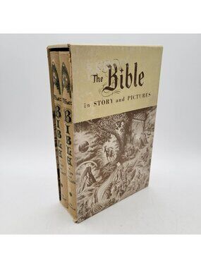 The Bible in Story and Pictures Old & New 2 Vol Boxed Set 1956 by Harold Begbie